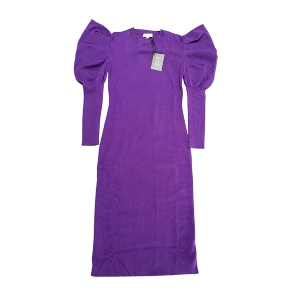 Area Stars NWT Puff Long Sleeve Knit Midi Dress in Purple Size Small - Picture 4 of 12